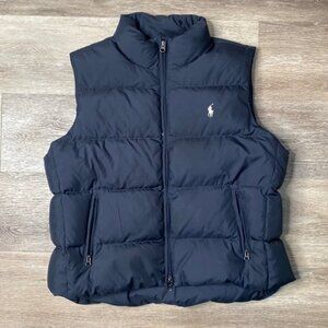 Vintage polo Ralph Lauren sport down women’s large navy blue zip up vest
